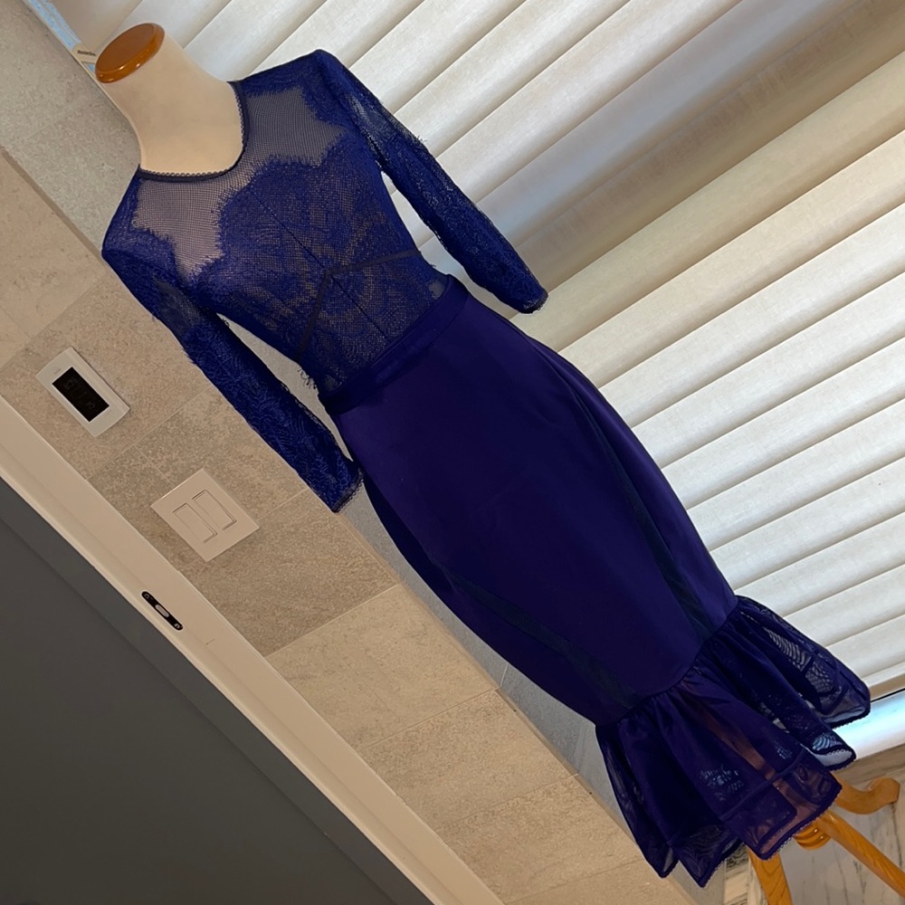 Three Floor UK8 royal blue mesh lace dress